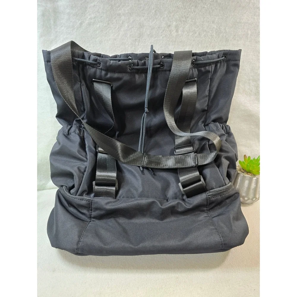 Black Drawstring Beyond‎ Yoga Gym Backpack Convertible Unisex Bag